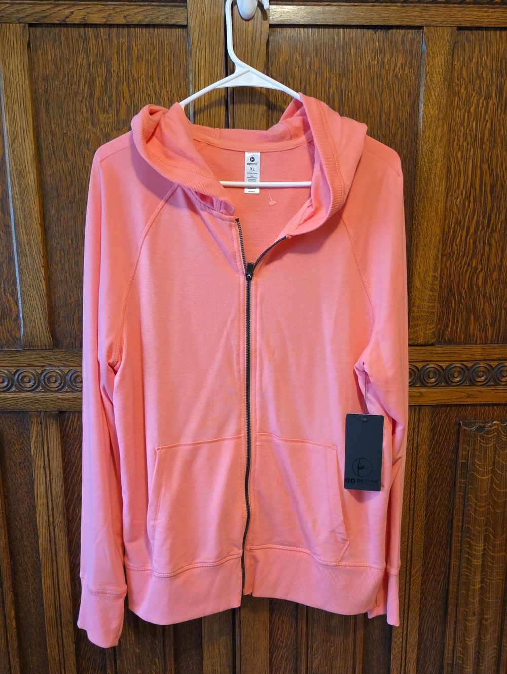 NWT 90 Degree By Reflex Coral Pink Full-Zip Hoodie Jacket